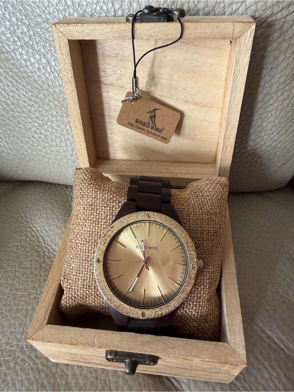 Women's Boho Bird Gold Dial Wooden Watch